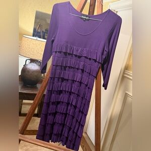 Chic Long Sleeve Purple Ruffle Dress